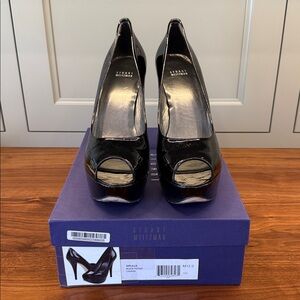 Stuart Weitzman Size 12 Black Patent Leather Platform Pumps/Heels